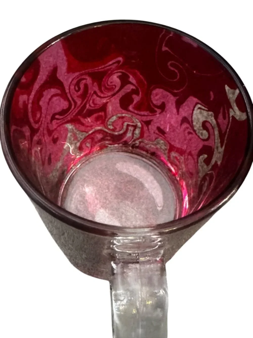 Red Swirl Glass Mug, 11 oz